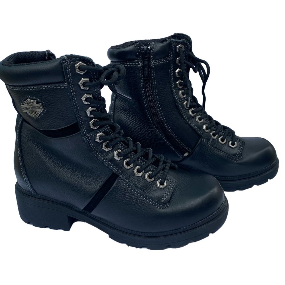 Black Leather Harley-Davidson Motorcycle Boots Size (W)6.5